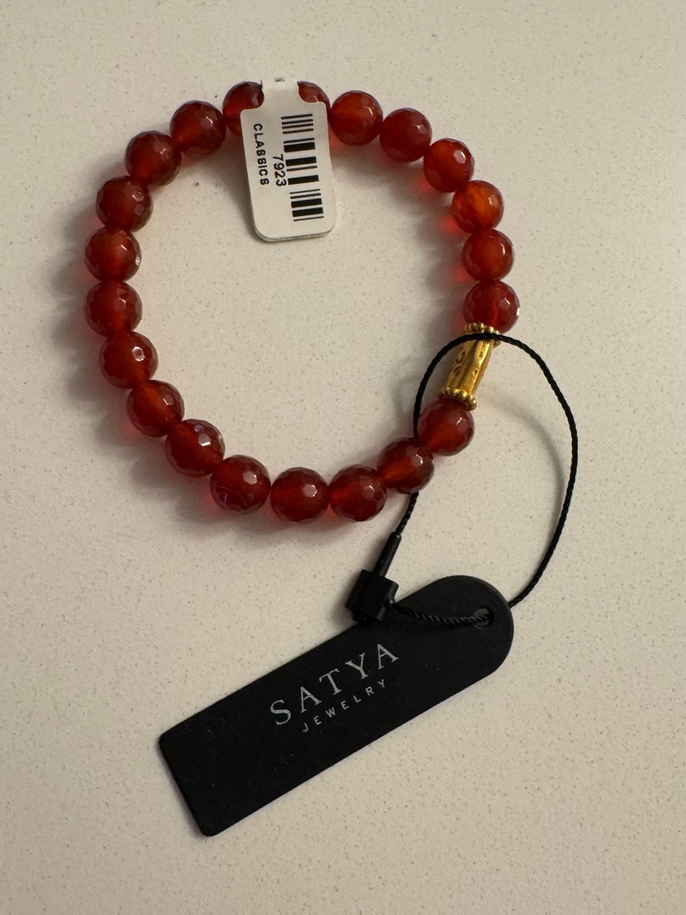 Satya Jewelry Red Carnelian Beaded Bracelet with Gold Accent